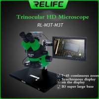 RL-m3T 4K stereo trinocular microscope set,HDMI VGA camera Video 1080P interface,adjustable focus large base electron microscope