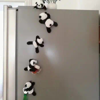 Panda doll refrigerator sticker cute cartoon plush little panda magnetic sticker