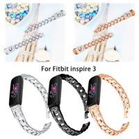 Stainless Steel Strap for Fitbit inspire 3 Smart Bracelet band G-Shape Women Diamond metal belt for fitbit inspire 3 watchband