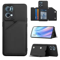 Wallet Card Bag PU Leather Cover For OPPO Reno7 Pro 5G Case Magnetic Buttons Protection Cover OPPO Reno 7 Cases Funda