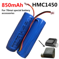 2Pcs/Lot HMC1450 3.7V 850mAh Li-ion Battery for 70mai Dash Cam A500 A500S A800 A800S Replacement Battery 3-wire Plug 14*50mm