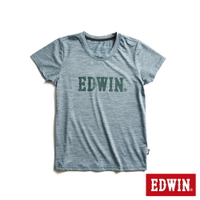 EDWIN 涼感圓領短袖T恤-女款 灰藍色