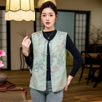 【巴黎精品】現貨+預購 新中式 唐裝背心馬甲外套(中國風刺繡盤扣圓領復古女外套2色a1hv8)