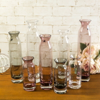 創意歐式玻璃花瓶 漏斗瓶口直筒花瓶花器 家居裝飾插花花瓶包郵
