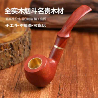 Traditional and old-fashioned sandalwood filter dry smoke pipe, copper smoke pot, high-end smoke rod, photinia wood