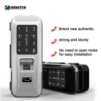 Glass Door Lock Office Keyless Electric Fingerprint Lock With Touch Keypad Smart Card Remote Control Key Door Lock