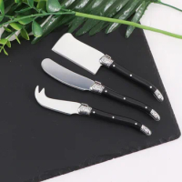 Jaswehome 3pcs Mini Laguiole Butter Knife Set Stainless Steel Cheese Tools Cheese Slicer Butter Spatula Spear&amp;Cleaver Knife