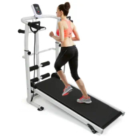 Small Fitness Mechanical Walking Machine 2 Level Incline And Twin Flywheels Foldable Home Manual Treadmill For Walking