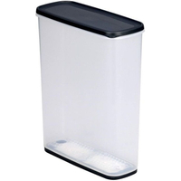 小禮堂 Inomata 透明塑膠密封罐附乾燥包 6L (黑蓋款) 4905596-121657