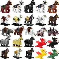 Military Building Blocks Action Solider Figures Gifts Animals Medieval Fire Dragon Knight Horse Mount Wolf Children Toys MOC
