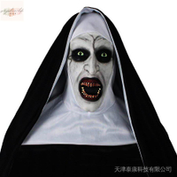 萬聖節服裝修女恐怖面具, 帶 / 頭巾 valak 的恐怖乳膠修女面具