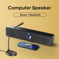 Desktop PC Speaker With Microphone Computer Speakers Bluetooth Wired Mic 4D Surround AUX Soundbar Stereo Subwoofer Sound Bar