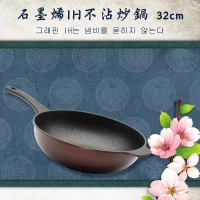 【LINOX】天堂鳥 韓國製 石墨烯&鈦IH炒鍋32cm 不沾鍋(不沾中式炒鍋 適用IH爐)