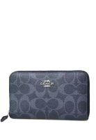 Coach Coach 中號 ID 拉鍊錢包，標誌性帆布 - 牛仔布
