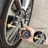 เครื่องวัดความดันลมยางอัตโนมัติ ปลดปล่อยลมอย่างรวดเร็ว 75 PSI พร้อมมาตรวัด/แมนนอมิเตอร์โลหะ สำหรับรถ