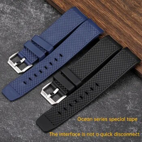 for IWC Ocean Timer iwc356802 376705 22MM Rubber Silicone Band Blue Black Men's Soft Watch Chain Butterfly Buckle Bracelet