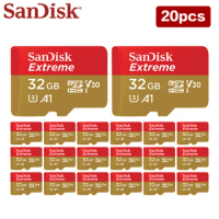 20pcs/lot SanDisk Memory Card 32GB 64GB High Speed Class 10 U3 V30 Extreme TF Card UHS-I Micro SD Card For Camera