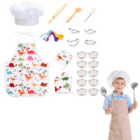 Kids Cooking Baking Set Kids Baking Set With Dinosaur Apron And Chef Hat Complete Cooking Supplies For The Junior Chef Kids