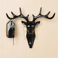 鹿角掛鉤美式墻面粘貼裝飾無痕墻壁掛鉤創意個性鹿頭門后鑰匙掛架