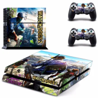Game Watch Dogs 2 PS4 Skin Sticker Decal For Sony PlayStation 4 Console and 2 Controllers PS4 Skins Sticker Vinyl Accessory