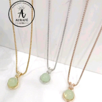 Kalung Titanium Emas Wanita Liontin Giok Anti Karat
