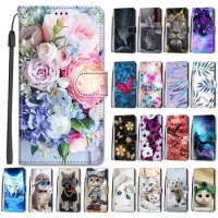 Flower Pattern Flip Case For Samsung Galaxy S10+ S10 Plus S10Plus SM-G973F G975F/DS Wallet Leather Phone Cases Stand Book Cover