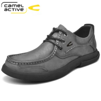 Camel Active Men Casual Shoes Fashion Genuine Leather Vintage Flats Soft Rubber Comfortable Retro Leisure Trekking Men's Shoes