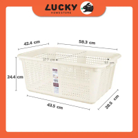 LUCKY HOME ตะกร้าเก็บผ้า อเนกประสงค์ ซ้อนเก็บได้ (L)  BQ-3043 ขนาด (กว้างxยาวxสูง) : 42.4 x 58.3 x 2