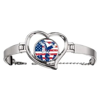 America Flag Haliaeetus leucocephalus Eagle Bracelet Heart Jewelry Wire Bangle