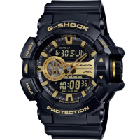 【CASIO 卡西歐】G-SHOCK 街頭搖滾金屬風多層次運動錶(GA-400GB-1A9)