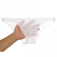CLEVER-MENMODE Men's Ice Silk Panties Sexy Ultra Thin Underwear Men Translucent Low Waist Briefs Penis Pouch Underpants Male