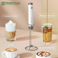 Maestri House Electric Milk Frother Detachable Stainless Steel Whisk Drink Mixer Foamer for Lattes Cappuccino Hot Chocolate