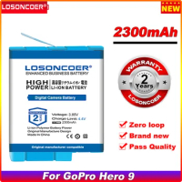 LOSONCOER 2300mAh For go pro hero 9 Battery Charger for GoPro Hero Black Li-ion AHDBT 01 Action Camera Accessories AHDBT-01