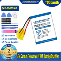 LOSONCOER 1000mAh 361-00057-00 361-00057-01 Battery For Garmin Forerunner 910XT Running/Triathlon Cycling GPS Smart Watch 910 XT