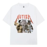 New store openingFashion Buff Cats Autism Memory T-shirt Fitness Gym Hip Hop Short Sleeve T Women's 