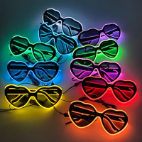 Love Heart Glow Neon Rave Glasses EL Wire Flashing LED Sunglasses Light up Costumes For Glow Party Supplies DJ Bar Dance Props