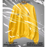 ACOVER ORIGINAL SWEATER CREWNECK IMPORT OVERSIZE BACKPRINT UNISEX KUNING BAHAN BABYTERRY TEBAL KOREA