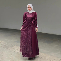 Gamis kondangan remaja Kinar Gamis Brokat Burgundy Premium Maxi Dress Pesta Exclusive Kekinian Laris