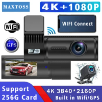4K 2160P Car DVR Mini Dash Cam Camera Dual Lens Support WIFI GPS Dashcam Registrar Black Box Video Drive Recorder Night Vision
