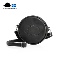 【SCANDINAVIAN FOREST 北歐小刺蝟】泡泡．圓形側背包/皮革包/小包/小廢包/肩背包/斜背包(黑色)