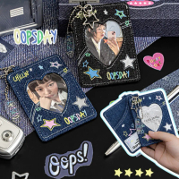 OOPSDAY Y2K Style Denim 3 Inch Tempat Kartu Liontin Tas Penyimpanan Tas Sekolah Ornamen Pelindung Ka