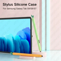 Soft Silicone Case For Samsung Galaxy Tab S9/S8/S7 Pad Smart Touch Screen Pens Grip Holder Tablet Stylus Cover Pencil Sleeve