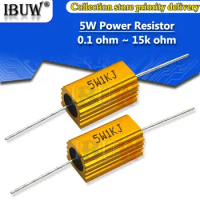 5PCS RX24 5W Aluminum Power Metal Shell Case Wirewound Resistor 0.01 ~ 15K 1 2 3 5 6 8 10 20 100 150 200 300 500 1K 10K ohm