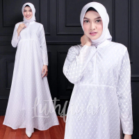 Luthfiyyah Gamis Katun Jepang Bermotif Bordiran A Line Adem Tidak Menerawang dengan Renda Kecil dan 