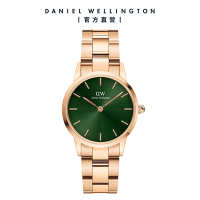 Daniel Wellington DW 手錶 Iconic Link Emerald 28mm森林綠精鋼錶 玫瑰金 DW00100421