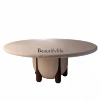 Natural Cave Stone Dining Table Misty Style Mid-Ancient Retro Marble round Stone Dining Table Nordic Art
