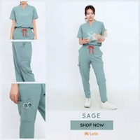 [ Lvin ] COOL FLEX SCRUB - Baju OKA Shanghai / Baju Jaga / Set Baju Celana Jaga Oka / Dokter Lengan 