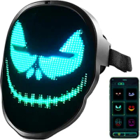 Full Color Bluetooth DIY Photo Editing Animated Text Party LED Mask,Built-in Battery, Sensor Switch Picture To Face Toy Gift