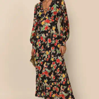 New Fashionable RIXO Dress Printed by High end Designer Handmade Top of the line Long Dresses