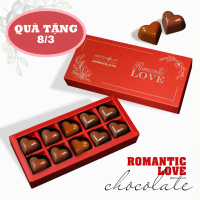 Quà Tặng Phụ Nữ 8/3 Romantic Love S02 Antcholat (10 Tim) - Socola Chocolate Hộp Ivory Đỏ Đậm
